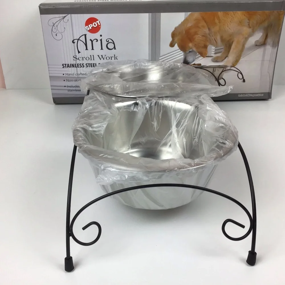 Spot Scroll Work Stainless Steel Double Diner